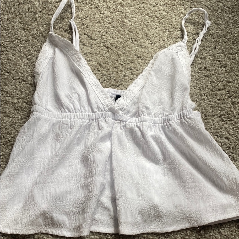 White Lace Trimmed Women's Tank Top